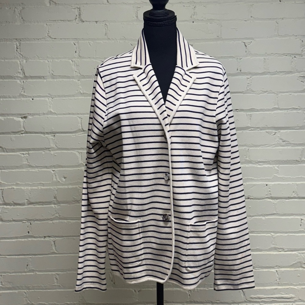 CHAPS by Ralph Lauren Striped Women's Sweater Jacket - Size XL (16-18)